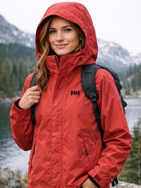Helly Hansen Women's Rust- Orange Waterproof Hooded Ski Jacket